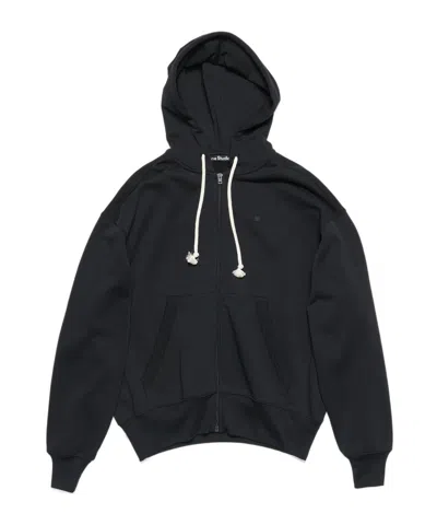 Acne Studios Organic Cotton Zip-up Hoodie In Black