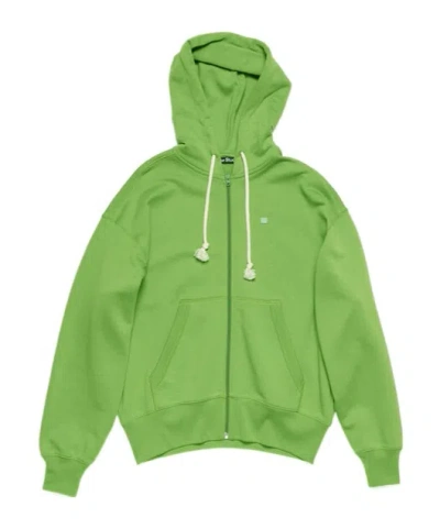 Acne Studios Organic Cotton Zip-up Hoodie In Green