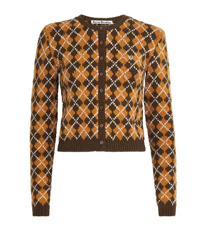 Acne Studios Organic Cotton-blend Argyle Cardigan In Multi