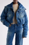 Acne Studios Faded Crumpled Denim Jacket Women In Blue