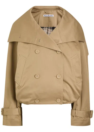 Acne Studios Oriso Double-breasted Twill Jacket In Brown