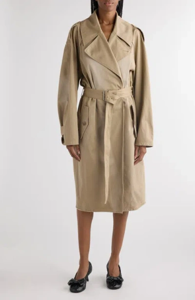 Acne Studios Ostrid Cotton Twill Trench Coat In Mushroom Beige