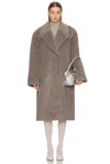Acne Studios Double-breasted Grey Coat With Wide Notched Collar And Oversized Silhouette In Gray
