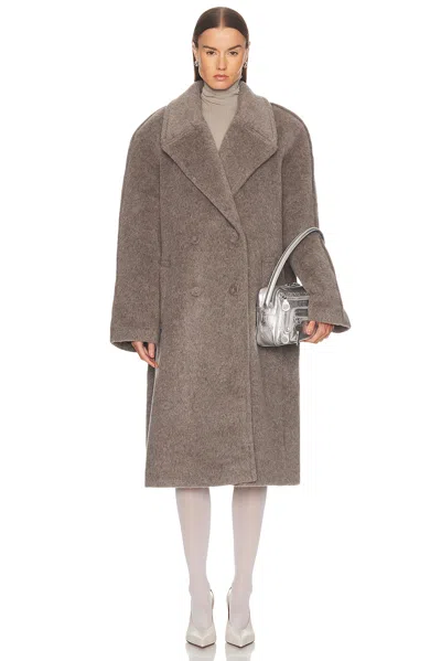 Acne Studios Double-breasted Grey Coat With Wide Notched Collar And Oversized Silhouette In Gray