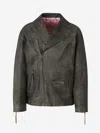Acne Studios Oversize Leather Jacket In Gray