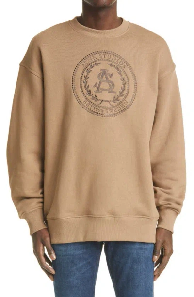 Acne Studios Oversize Logo Embroidered Sweatshirt In Neutral