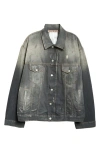Acne Studios Oversize Paint Smudged Denim Jacket In Black