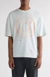 Acne Studios Oversize Ripped Logo Graphic T-shirt In Mint Green
