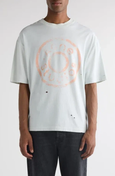 Acne Studios Oversize Ripped Logo Graphic T-shirt In Mint Green