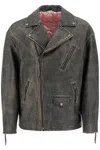 Acne Studios Mens Black Liker Sanding Biker-collar Relaxed-fit Leather Jacket
