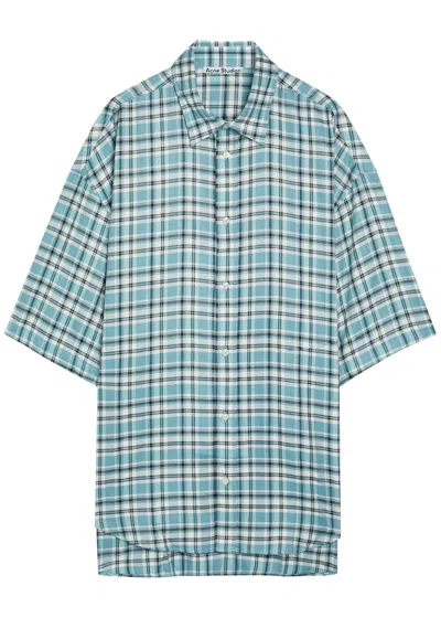 Acne Studios Oversized Checked Woven Shirt In Blue