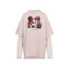 Acne Studios Pink Violet Layered T-shirt With Print In Neutral