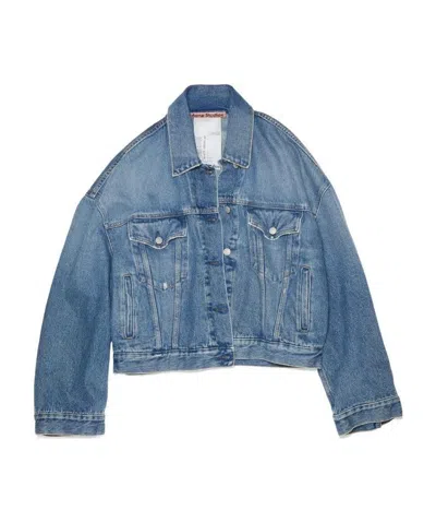Acne Studios Relaxed Cropped Denim Jacket In Blue