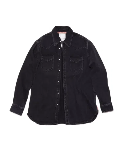 Acne Studios Denim Button-up Shirt In Black