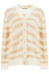 Acne Studios Striped Distressed Cardigan With In White