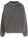 Acne Studios Oversized Drawstring Hoodie With Washed Texture And Subtle Logo Patch In Gray