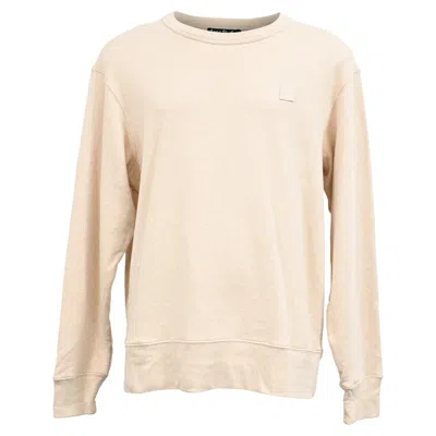 Acne Studios Oversized Face Patch Sweatshirt In Beige Cotton