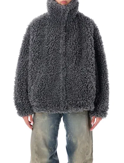 Acne Studios Oversized Faux Fur Bomber Jacket In Gray
