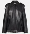 Acne Studios Leather Jacket With Belted Waist And Epaulettes In Black