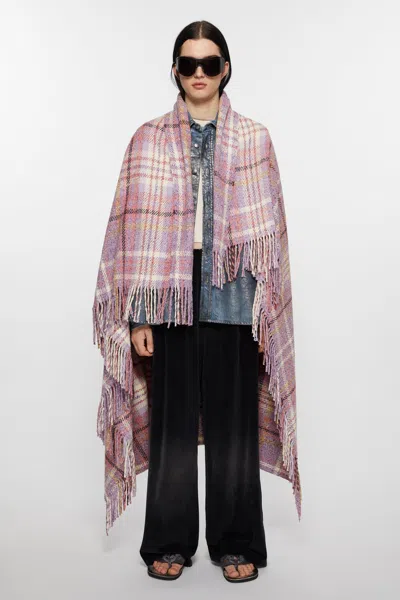 Acne Studios Oversized Plaid Scarf Blanket In Violet Purple