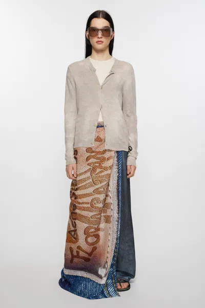 Acne Studios Oversized Print Scarf In Beige,blue