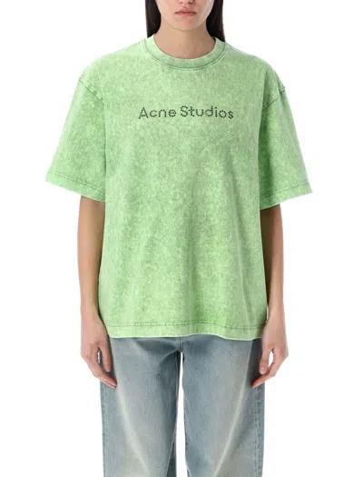 Acne Studios Oversized T-shirt With Fade-out Vintage Finish In Green