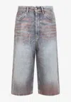 Acne Studios Overwashed Denim Bermuda Shorts In Gray