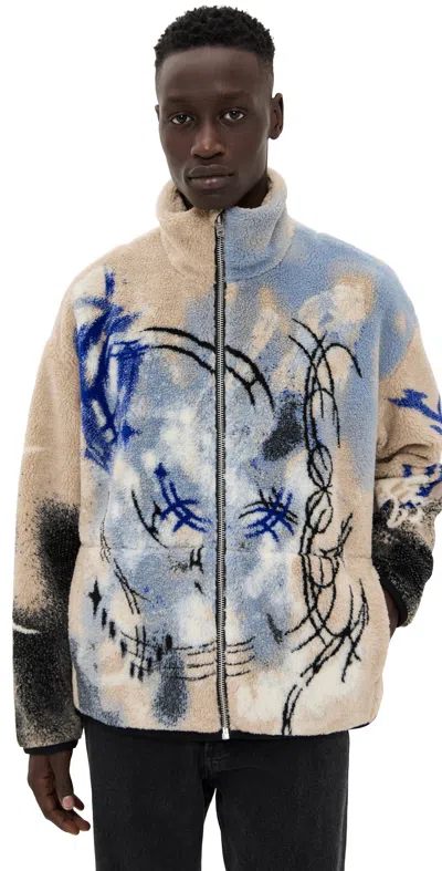 Acne Studios Teddy Jacquard Fleece Zip-up Jacket In Multi