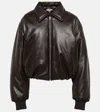Acne Studios Faux Leather Bomber Jacket In Brown