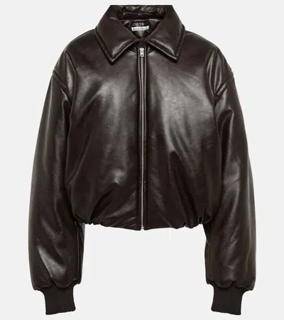 Acne Studios Faux Leather Bomber Jacket In Dark Brown