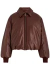 Acne Studios Faux Leather Bomber Jacket In Burgundy