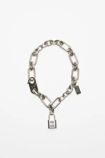 Acne Studios Padlock Chain Necklace In Silver