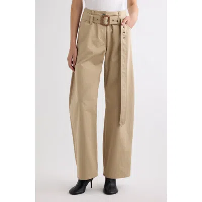 Acne Studios Page Belted Cotton Gabardine Pants In Neutral
