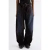 Acne Studios Page Flocked Belted Jeans In Multi
