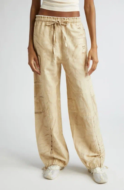 Acne Studios Paginol Trompe L'oeil Drawstring Waist Linen & Cotton Trousers In Oat Beige