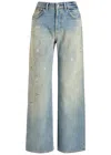 Acne Studios Paint And Dirt-effect Straight-leg Jeans In Blue