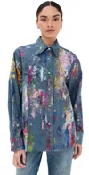 Acne Studios Paint-splatter Shirt In Blue/multi