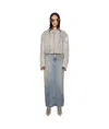 Acne Studios Blue Paint Splatter Denim Maxi Skirt In Gray