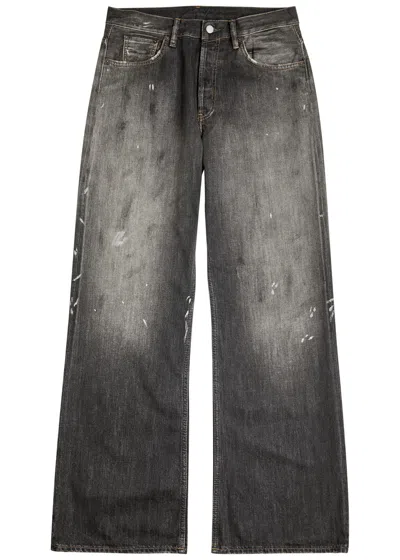 Acne Studios Paint-splatter Straight-leg Jeans In Black