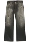 Acne Studios Paint-splatter Straight-leg Puddle Jeans In Black