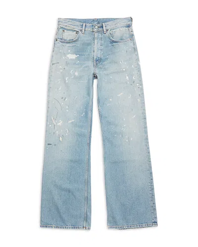Acne Studios Paint Splatter Wide Leg Jeans In Light Blue In Multi