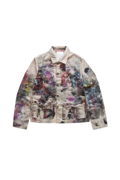 Acne Studios Painter Trompe L'oeil Denim Jacket White/multi In Black