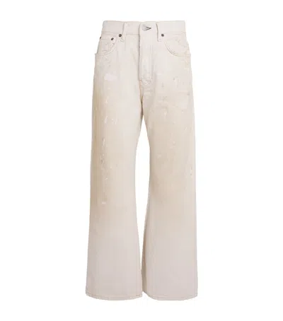 Acne Studios Paint-splattered Wide-leg Jeans In White