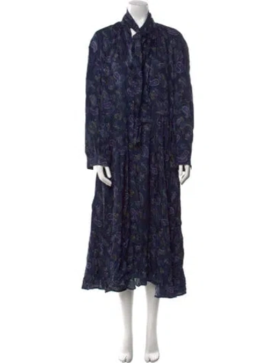 Pre-owned Acne Studios Paisley Print Long Dress W/ Tags In Blue