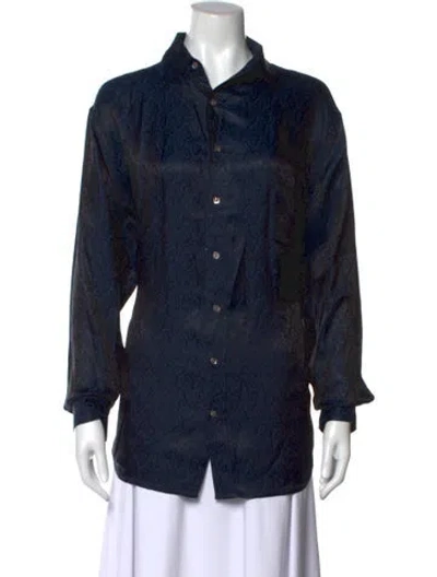 Pre-owned Acne Studios Paisley Print Long Sleeve Button-up Top In Black