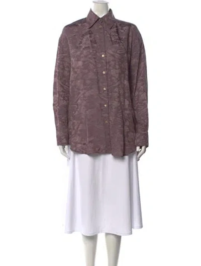 Pre-owned Acne Studios Paisley Print Long Sleeve Button-up Top In Purple