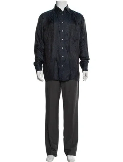 Pre-owned Acne Studios Paisley Print Long Sleeve Shirt In Blue