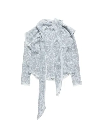 Acne Studios Paisley-print Silk Cape Shirt In Blue