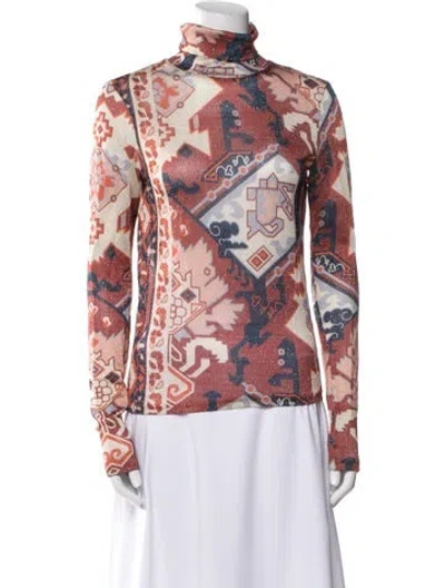 Pre-owned Acne Studios Paisley Print Turtleneck Blouse In Multi