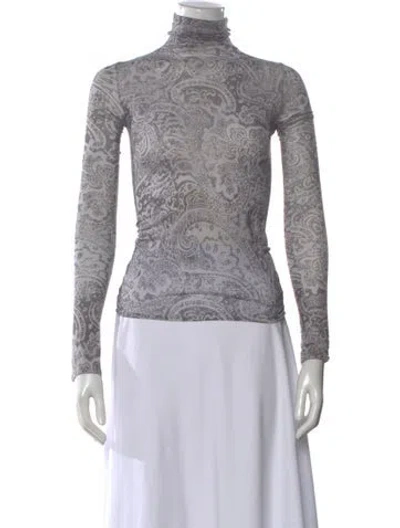 Pre-owned Acne Studios Paisley Print Turtleneck Top In Gray